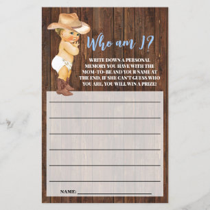 Prospectus 14 Cm X 21,6 Cm Qui suis-je ? Carte de jeu pour Baby Shower Little