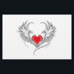 Prospectus 14 Cm X 21,6 Cm Red Angel Coeur avec ailes<br><div class="desc">Coeur rouge peint de façon artistique avec ailes d'ange gris,  décoré de contour lisse noir.</div>