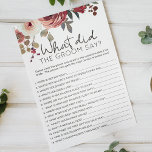 Prospectus 14 Cm X 21,6 Cm Red Blush Floral Roses Jeu Le Groom Dirait<br><div class="desc">Qu'est-ce que le jeu de douche nuptiale Groom Say. Aquarelle Rouge et Flore Blush. Les articles correspondants pour compléter votre collection d'événements sont disponibles dans notre boutique Zazzle!</div>
