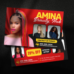 Prospectus 14 Cm X 21,6 Cm Red Hair & Beauty Salon Braider Hairstylist Wigs