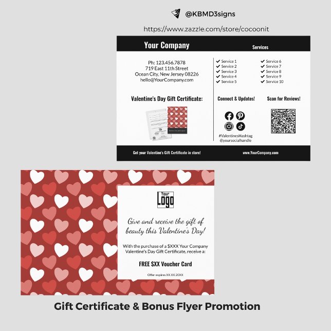 Prospectus 14 Cm X 21,6 Cm Red Hearts Valentine's Day Promotion d'affaires (Red Hearts Valentine's Day Business Promotion Flyer)