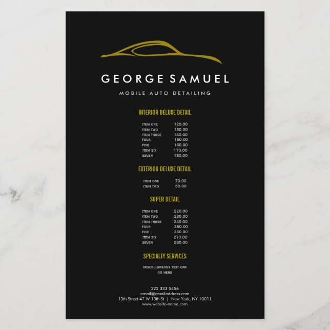 Prospectus 14 Cm X 21,6 Cm Restauration de voitures personnalisées et détaill (Devant)