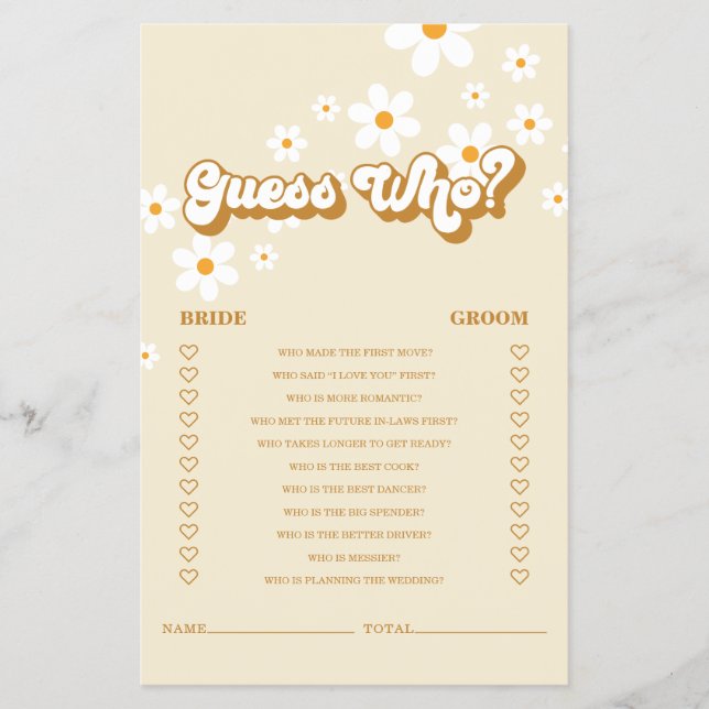 Prospectus 14 Cm X 21,6 Cm Retro Daisy nuptiale douche Jeu (Devant)