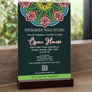Prospectus 14 Cm X 21,6 Cm Retro Mandala Flower Yoga Studio Open House