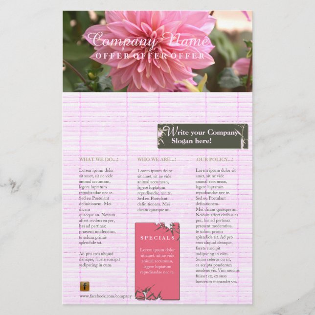 Prospectus 14 Cm X 21,6 Cm Rose Bambou - Circulaire (Devant)