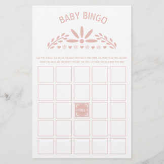 Prospectus 14 Cm X 21,6 Cm Rose or rose Papel Picado Baby shower Bingo