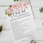 Prospectus 14 Cm X 21,6 Cm Roses roses rose Jeu Floral Que dirait la chambre<br><div class="desc">Qu'est-ce que le jeu de douche nuptiale Groom Say. Aquarelle douce rose pâle roses. Coordination à l'envers. Les articles correspondants pour compléter votre collection d'événements sont disponibles dans notre boutique Zazzle!</div>