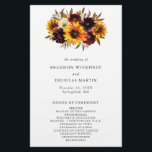 Prospectus 14 Cm X 21,6 Cm Rustic Automne Sunflower Programme de mariage budg<br><div class="desc">Floral tournesol budget programme de mariage flyer avec un bouquet rustique avec des tournesols aquarellés, roses rouges, fleurs violettes et verdure. Cet élégant programme est idéal pour un mariage de automne à thème boho. Ces programmes de mariage bon marché sont imprimés sur des feuilles de papier pour une option économique....</div>