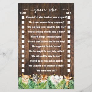 Prospectus 14 Cm X 21,6 Cm Rustic Safari Devine Qui Baby shower La Carte De J