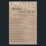 Prospectus 14 Cm X 21,6 Cm Rustique qu'est-ce que le marié a dit nuptiale dou<br><div class="desc">Profitez de votre douche nuptiale avec ces jeux simples et mignons. Consultez notre collection pour plus de jeux de douche nuptiale dans le même style. Veuillez noter que ces jeux ne sont pas modifiables.</div>