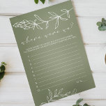 Prospectus 14 Cm X 21,6 Cm Sage Green Flowers Jeu Où Étions-Nous<br><div class="desc">Jeu de Fête des mariées Fleurs Vertes Sage. Les articles correspondants pour compléter votre collection d'événements sont disponibles dans notre boutique Zazzle!</div>