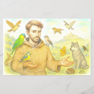 Prospectus 14 Cm X 21,6 Cm Saint François - le sermon aux oiseaux et aux anim