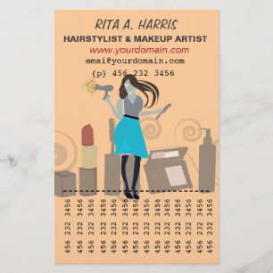 Prospectus 14 Cm X 21,6 Cm Salon Coiffure maquillage Artiste Produits de beau