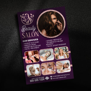 Prospectus 14 Cm X 21,6 Cm Salon de beauté Chic Rose Gold pour cheveux, ongle