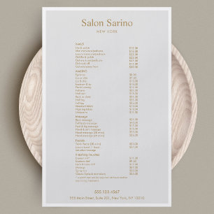 Prospectus 14 Cm X 21,6 Cm Salon de beauté gris simple Menu Service