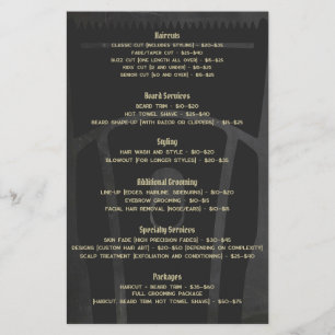 Prospectus 14 Cm X 21,6 Cm Salon de coiffure Barbier Liste de prix Menu de se
