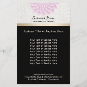 Prospectus 14 Cm X 21,6 Cm Salon de yoga SPA Lotus Floral Élégant Rayure doré