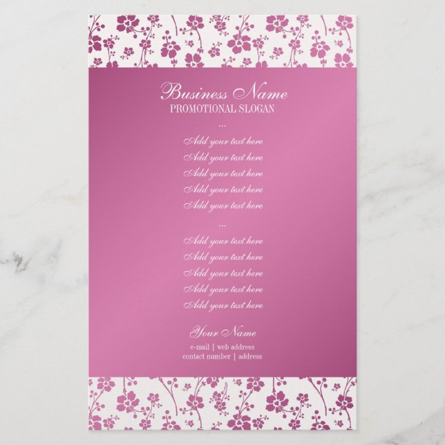 Prospectus 14 Cm X 21,6 Cm Salon Floral Rose Professionnel (Devant)