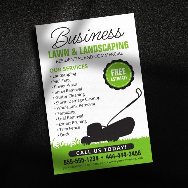 Prospectus 14 Cm X 21,6 Cm Service d'aménagement paysager de la pelouse blanc (Créateur téléchargé)