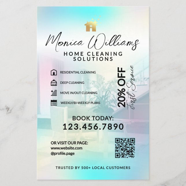 Prospectus 14 Cm X 21,6 Cm Service de nettoyage à domicile moderne Flyer (Devant)