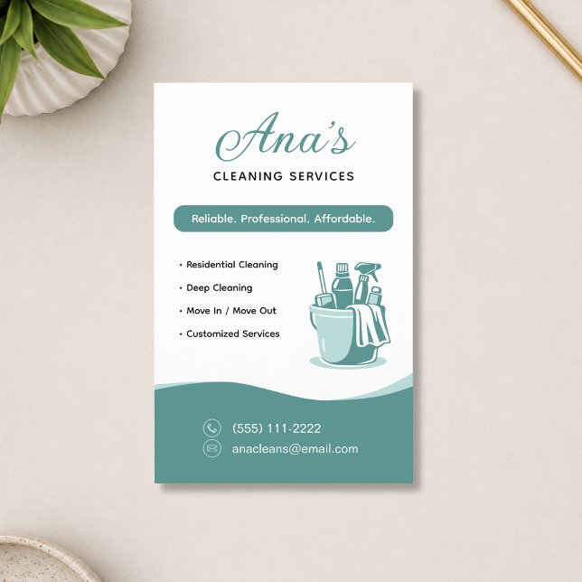 Prospectus 14 Cm X 21,6 Cm Services de nettoyage de maison sarcelle (House Cleaning Services Teal Flyer)
