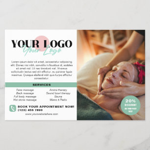 Prospectus 14 Cm X 21,6 Cm Soft Green Your Logo Photos QR Spa Salon