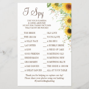 Prospectus 14 Cm X 21,6 Cm Sunflower I espionner mariage réception carte de j