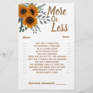 Prospectus 14 Cm X 21,6 Cm Sunflower Plus ou moins Couples Carte de jeu de do