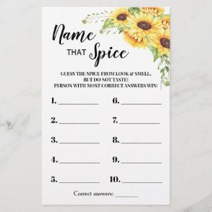 Prospectus 14 Cm X 21,6 Cm Sunflowers Nom qui Spice Fête des mariées carte de