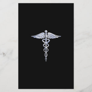Prospectus 14 Cm X 21,6 Cm Symbole Médicale de Caduceus en argent sur la déco