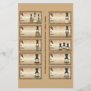 Prospectus 14 Cm X 21,6 Cm Tags cadeaux Snowmen sur une feuille - 10 modèles