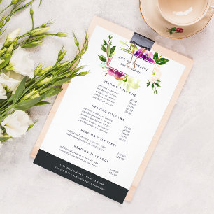 Prospectus 14 Cm X 21,6 Cm Tarifs et services de la florale aquarelle Vibrant