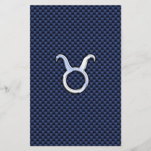 Prospectus 14 Cm X 21,6 Cm Taurus Zodiac Decor Navy Blue Carbon Fiber Print