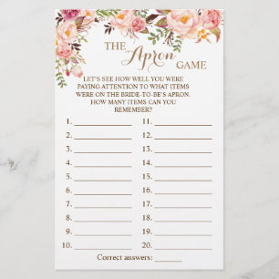 Prospectus 14 Cm X 21,6 Cm The Apron Shower Pink Floral Game Card
