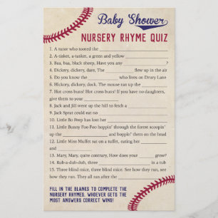 Prospectus 14 Cm X 21,6 Cm Thème de baseball Baby shower Nursery Rhyme Jeu