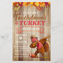 Touchdowns et Turquie Thanksgiving Invitation