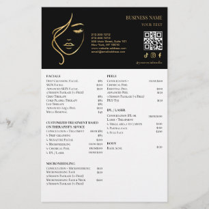 Prospectus 14 Cm X 21,6 Cm TRAITEMENTS DU VISAGE Brochure de salon de beauté