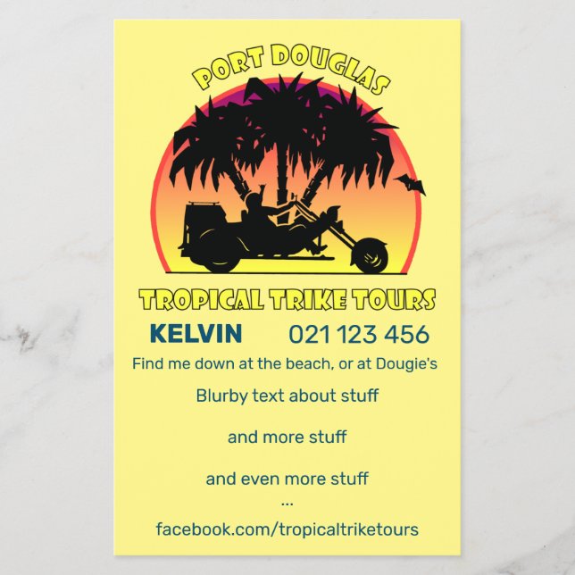 Prospectus 14 Cm X 21,6 Cm Tropical Trike Tours (Devant)