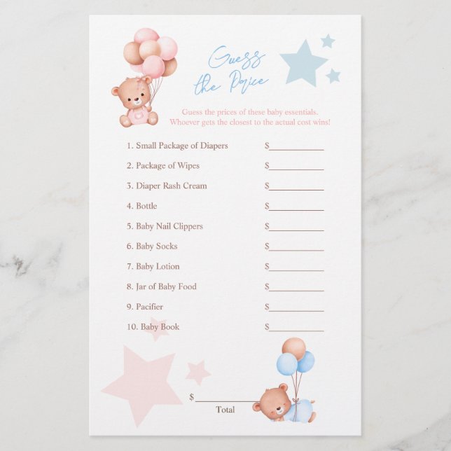 Prospectus 14 Cm X 21,6 Cm Twin Nounours Devinez Le Prix Game Flyer (Devant)