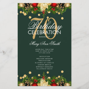Prospectus 14 Cm X 21,6 Cm Vacances 70 Anniversaire Programme de fête Gold Gr