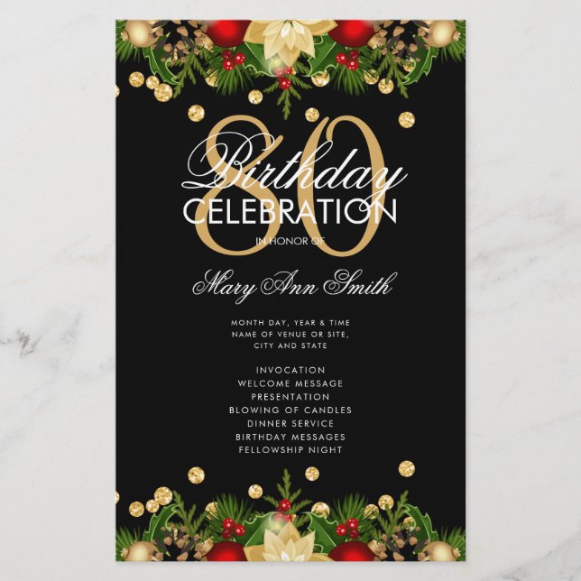 Prospectus 14 Cm X 21,6 Cm Vacances 80e fête d'anniversaire Programme Gold av (Devant)