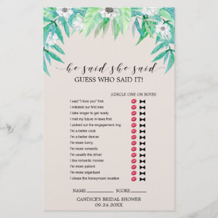 Prospectus 14 Cm X 21,6 Cm Végétale Botanique Wreath "Il A Dit Qu'Elle A Dit"