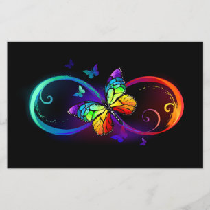Prospectus 14 Cm X 21,6 Cm Vibrant infinity with rainbow butterfly on black