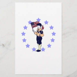 Prospectus 14 Cm X 21,6 Cm Vintage Americana 4 juillet Drapeau et feux d'arti