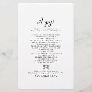 Prospectus 14 Cm X 21,6 Cm Vintage Script I Spy Mariage Photo Scavenger Chass