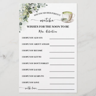 Prospectus 14 Cm X 21,6 Cm Vœux Matcha de Verdure pour la future Mme Carte