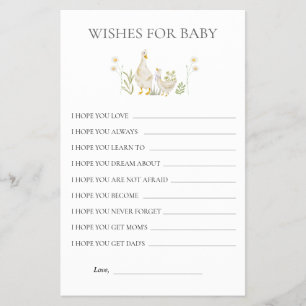 Prospectus 14 Cm X 21,6 Cm Voeux pour bébé soyeux Baby shower d'oie Jeu
