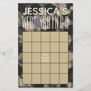 Prospectus 14 Cm X 21,6 Cm Wedding shower BINGO Nuances d'or et de noir