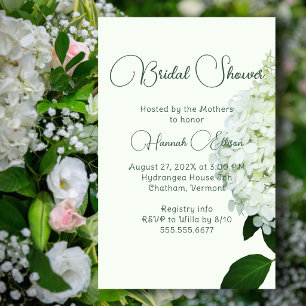 Prospectus 14 Cm X 21,6 Cm White Hydrangea Budget Douche nuptiale Invitation