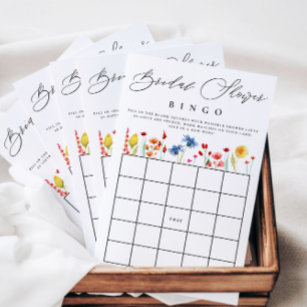 Prospectus 14 Cm X 21,6 Cm Wildflower Bridal Shower Bingo Paper Bingo Card